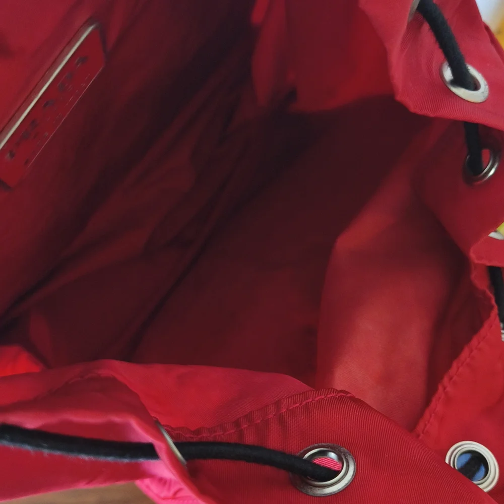 Y2K Prada Red Nylon Backpack Utility Tactical Vintage - Adjustable Waist Strap